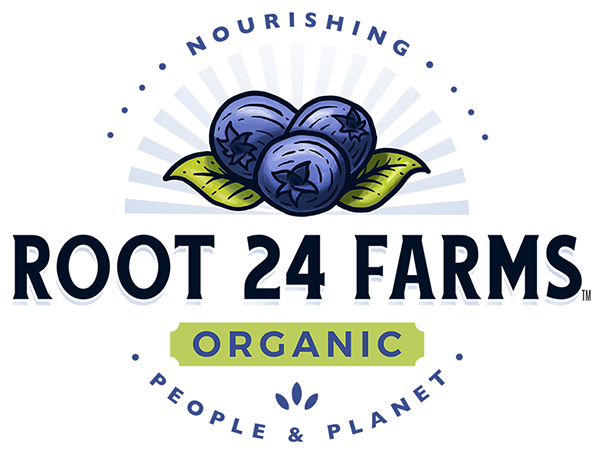 Root 24 Farms organic blueberries logo